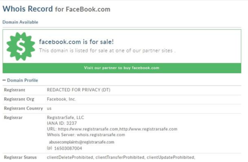 dominio de facebook
